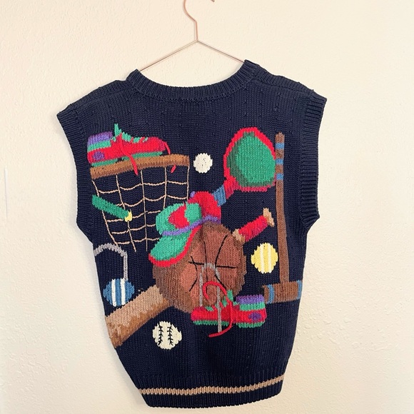 Vintage Traditional Trading Co Hand Knit Sports Sweater Vest Medium 100% Cotton - Picture 6 of 10